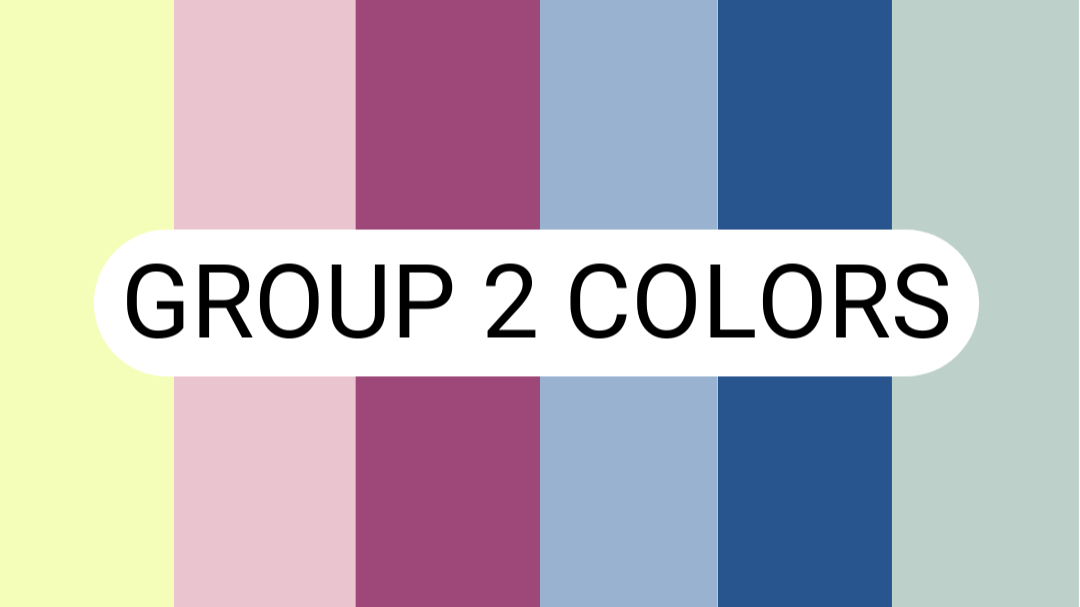 vertical stripes of group 2 colors - light yellow, dusky pink, raspberry, dusky blue, dark blue, sage green